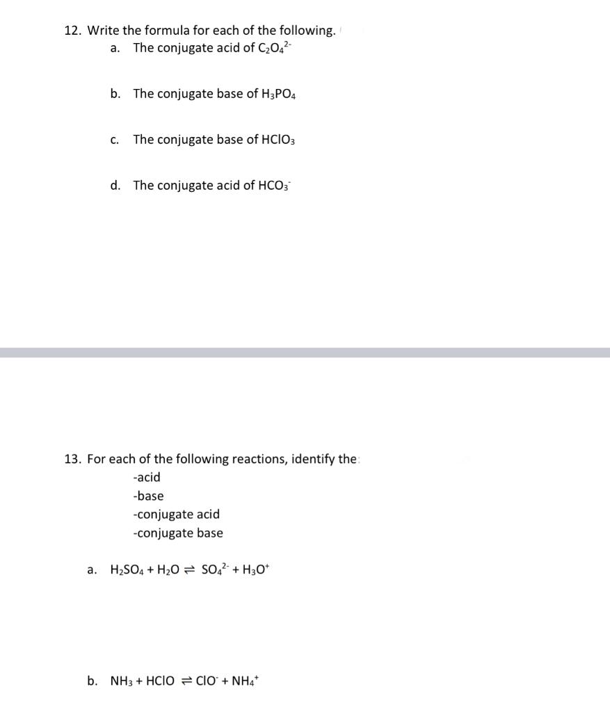 Solved 12. Write The Formula For Each Of The Following. The | Chegg.com