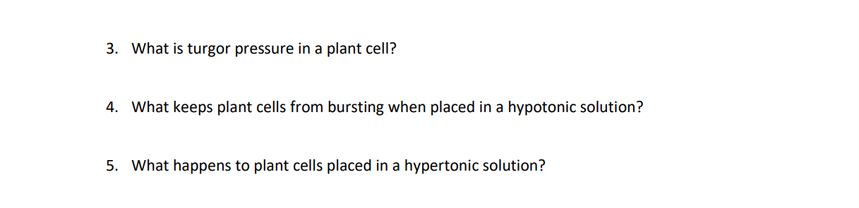 Solved 1. Use the diagram of a cell submerged in a solution, | Chegg.com