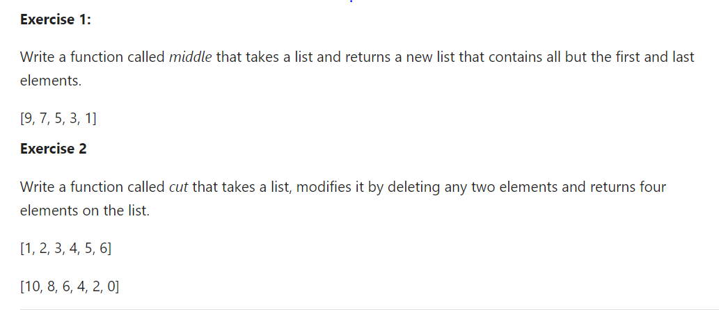 Solved Exercise 1: Write a function called middle that takes | Chegg.com