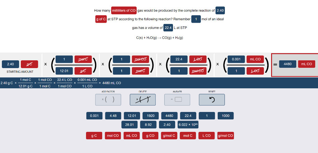 Solved How Many Milliliters Of Co Gas Would Be Produced B Chegg Com