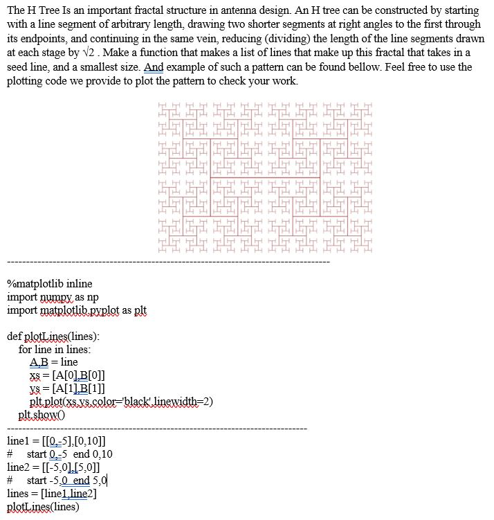 Solved The H Tree Is an important fractal structure in | Chegg.com