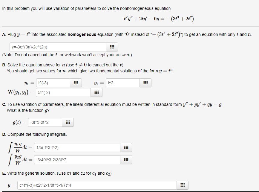 Solved In This Problem You Will Use Variation Of Parameters | Chegg.com