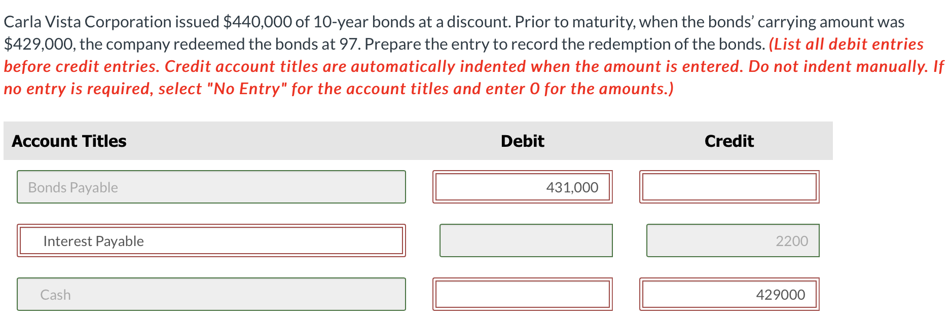 Solved Carla Vista Corporation issued 440,000 of 10 year