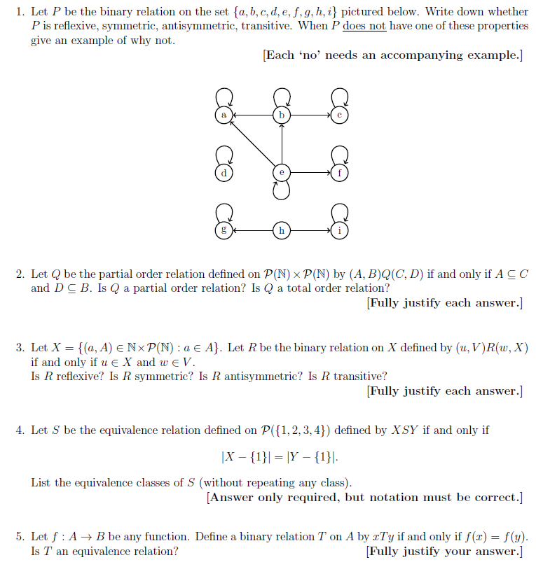 Solved 1 Let P Be The Binary Relation On The Set A B C Chegg Com