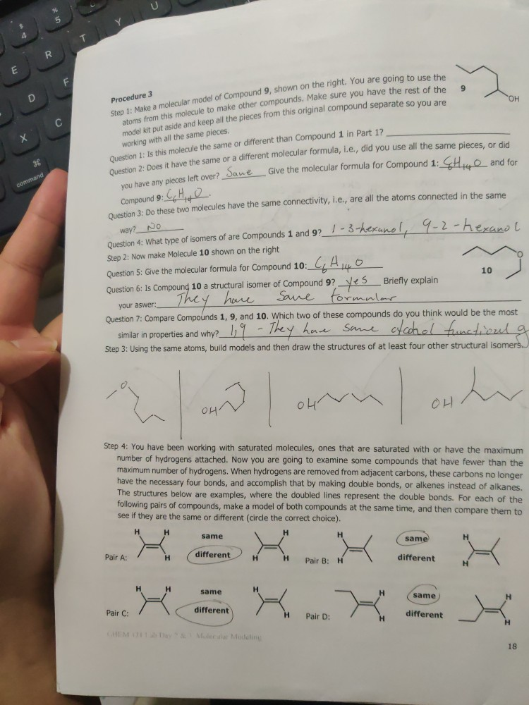 Chem 121 Lab Day3&4 , Molecular Modeling Lab Repor...