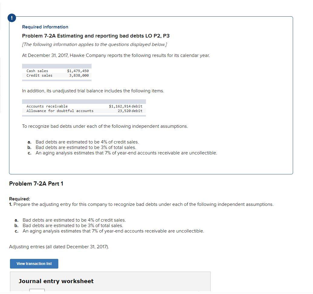 Solved ! Required information Problem 7-2A Estimating and | Chegg.com
