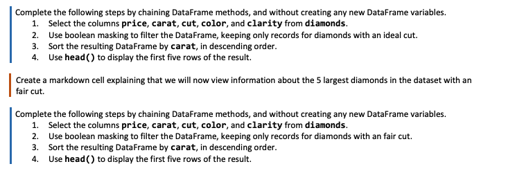 Solved Using Python and the diamond dataset "carat" | Chegg.com