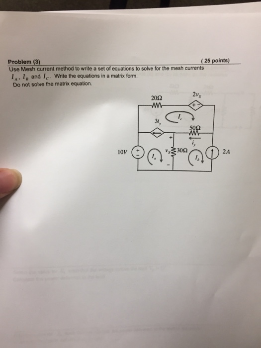 Solved Use Mesh current method to write a set of equations