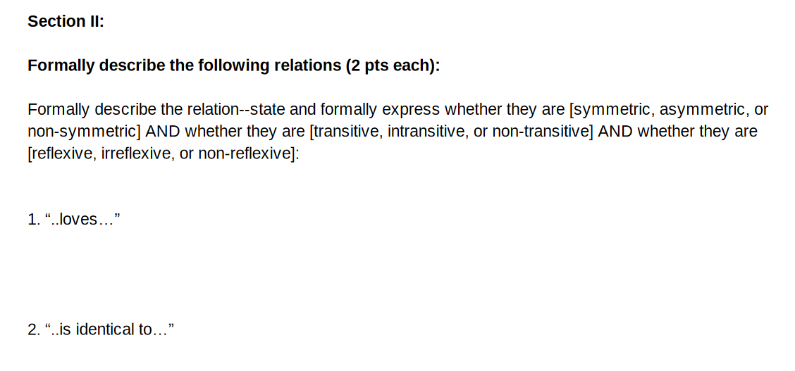 Solved Formally describe the following relations ( 2 pts | Chegg.com