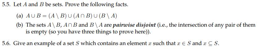 Solved 5.5. Let A And B Be Sets. Prove The Following Facts. | Chegg.com