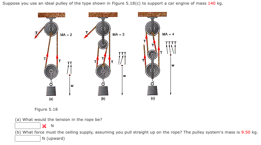 Solved Figure 5.18 (a) What would the tension in the rope | Chegg.com