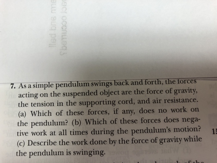 Solved 7. As a simple pendulum swings back and forth, the