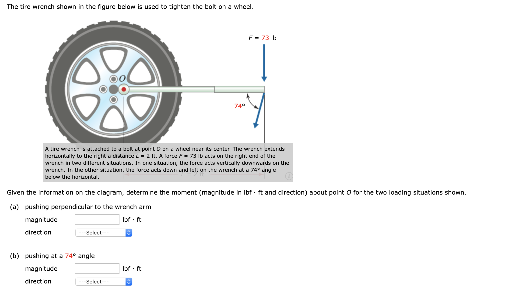 Solved The tire wrench shown in the figure below is used to | Chegg.com