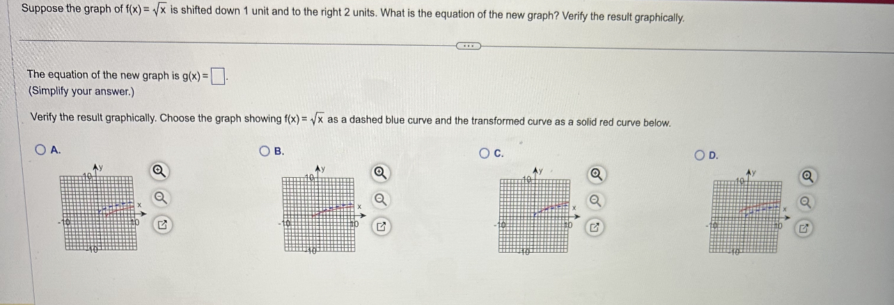 Solved Suppose the graph of f(x)=x is shifted down 1 unit | Chegg.com