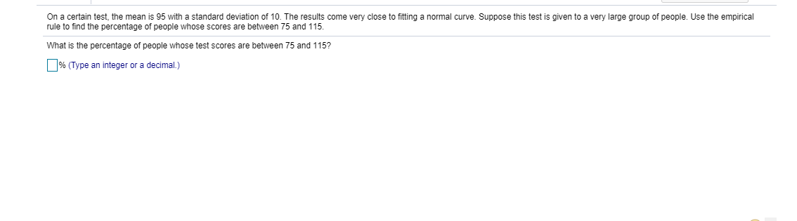 Solved On a certain test, the mean is 95 with a standard | Chegg.com