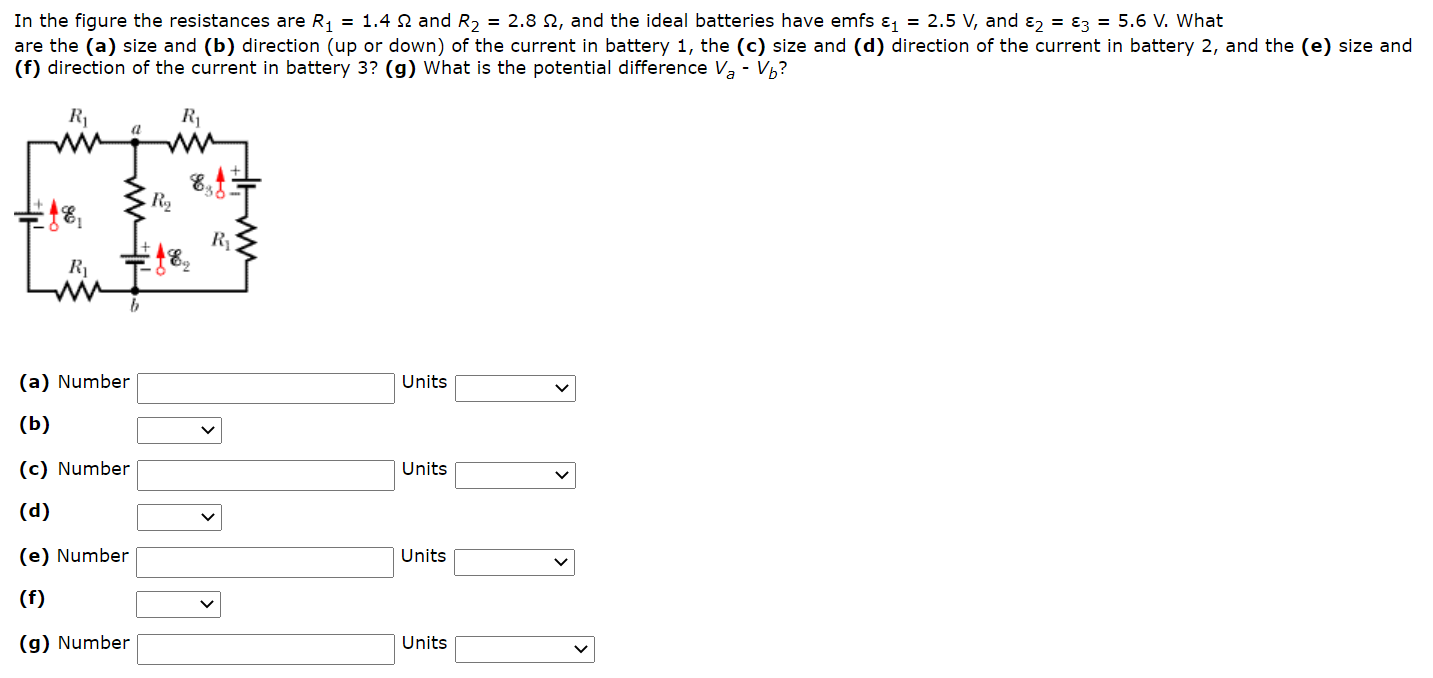 Solved In the figure the resistances are R1 = 1.4 12 and R2 | Chegg.com