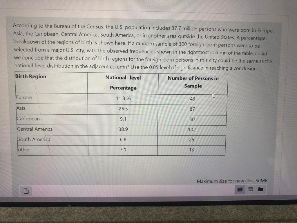 Solved According To The Bureau Of The Census, The U.S. | Chegg.com