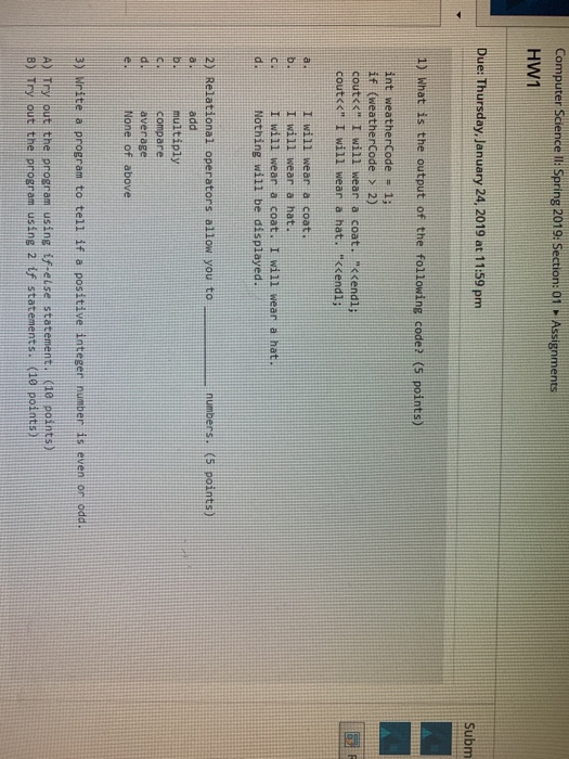 Solved Computer Science lI: Spring 2019: Section: 01 HW1 | Chegg.com