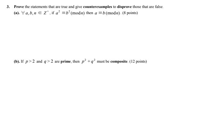 Solved 3 Prove The Statements That Are True And Give Cou Chegg Com