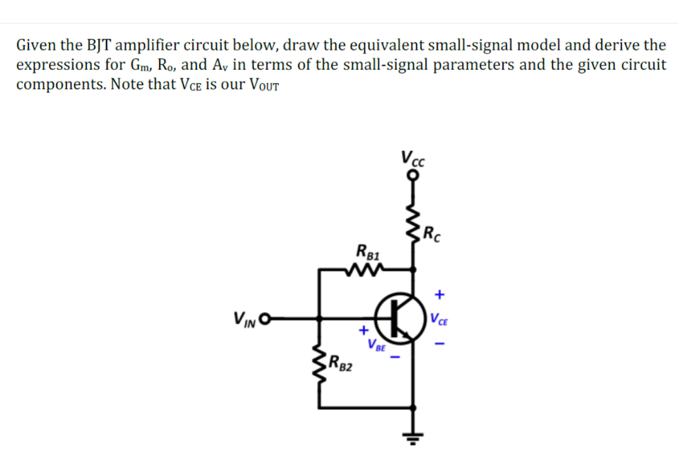 Solved Given the BJT amplifier circuit below, draw the | Chegg.com