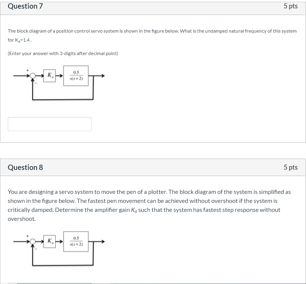Solved Question 7 5 pts The block diagram of a position | Chegg.com