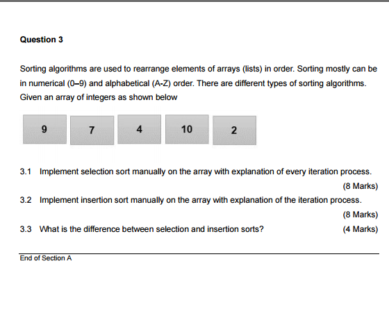 Solved Sorting algorithms are used to rearrange elements of | Chegg.com image.