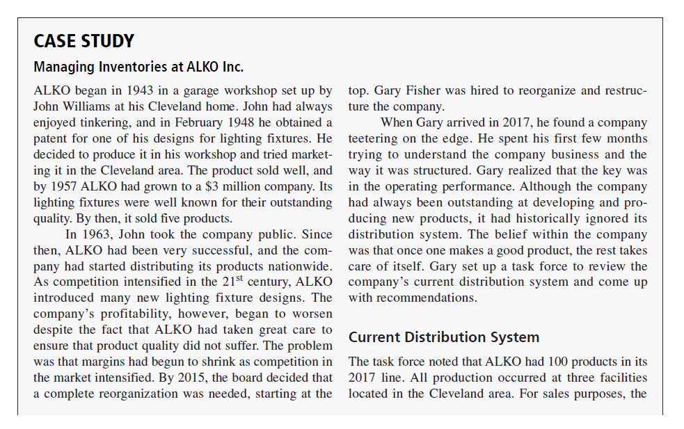 managing inventories at alko inc case study solution excel