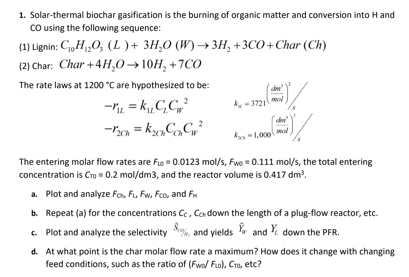 Solved 12 1. Solar-thermal biochar gasification is the | Chegg.com