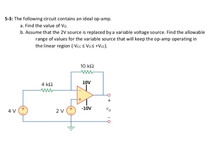 Solved 5-3: The Following Circuit Contains An Ideal Op-amp. | Chegg.com