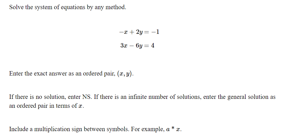 Solved Solve the system of equations by any method. | Chegg.com