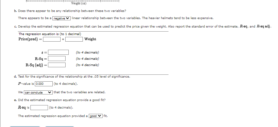 Solved Weight (oz) B. Does There Appear To Be Any | Chegg.com