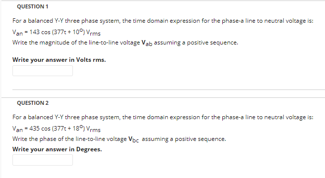Solved QUESTION 1 For a balanced Y-Y three phase system, the | Chegg.com