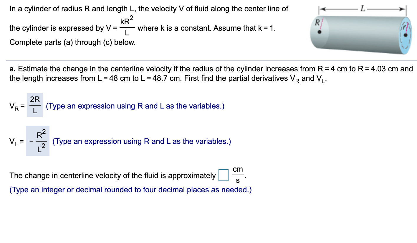 Solved -L R In a cylinder of radius R and length L, the | Chegg.com