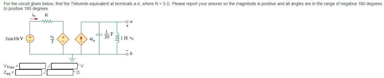 Solved For the circuit given below, find the Thevenin | Chegg.com