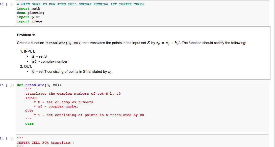 Solved In [ ]: # MAKE SURE TO RUN THIS CELL BEFORE RUNNING | Chegg.com