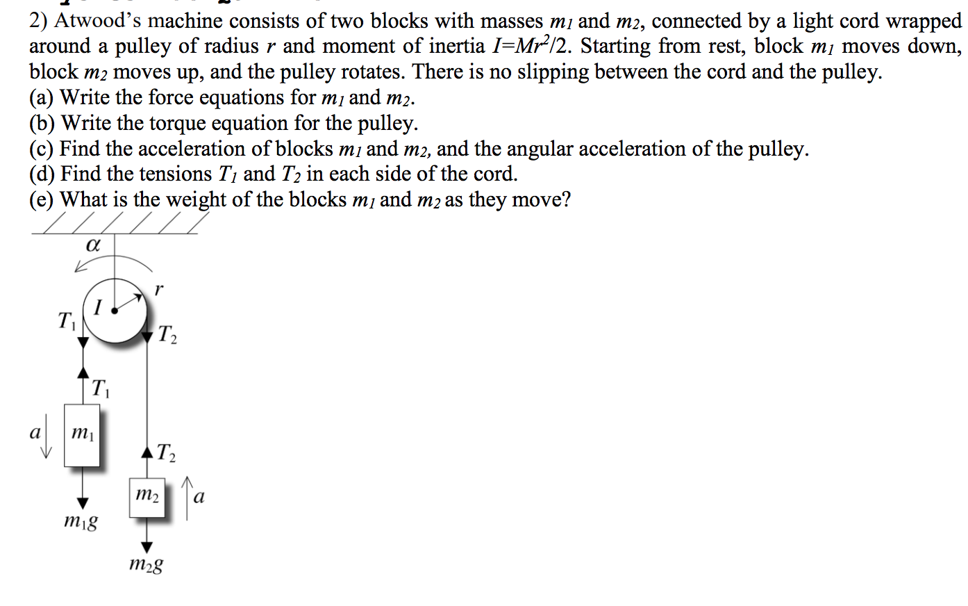 Solved 2) Atwood’s Machine Consists Of Two Blocks With | Chegg.com