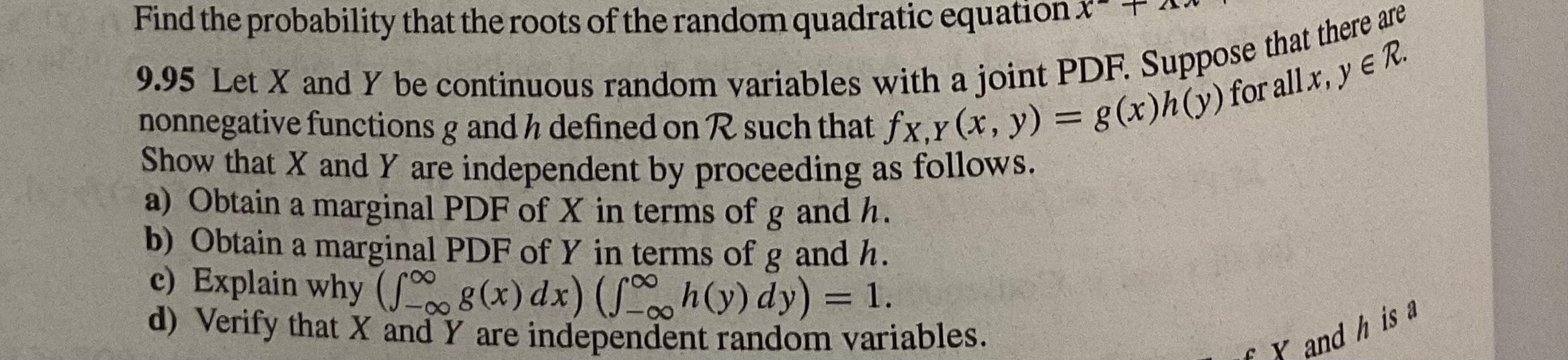 Solved Find the probability that the roots of the random | Chegg.com