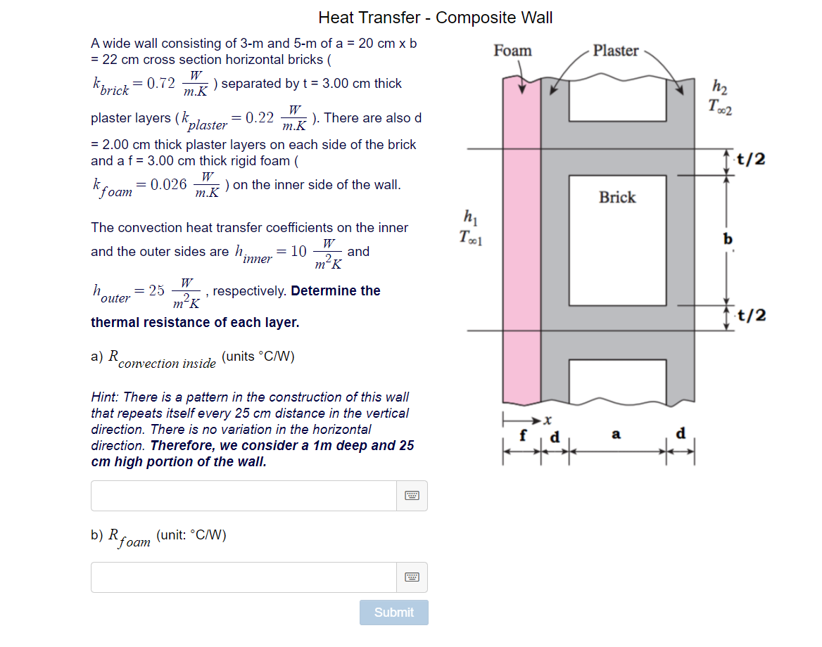 Solved Heat Transfer - Composite Wall A wide wall consisting | Chegg.com