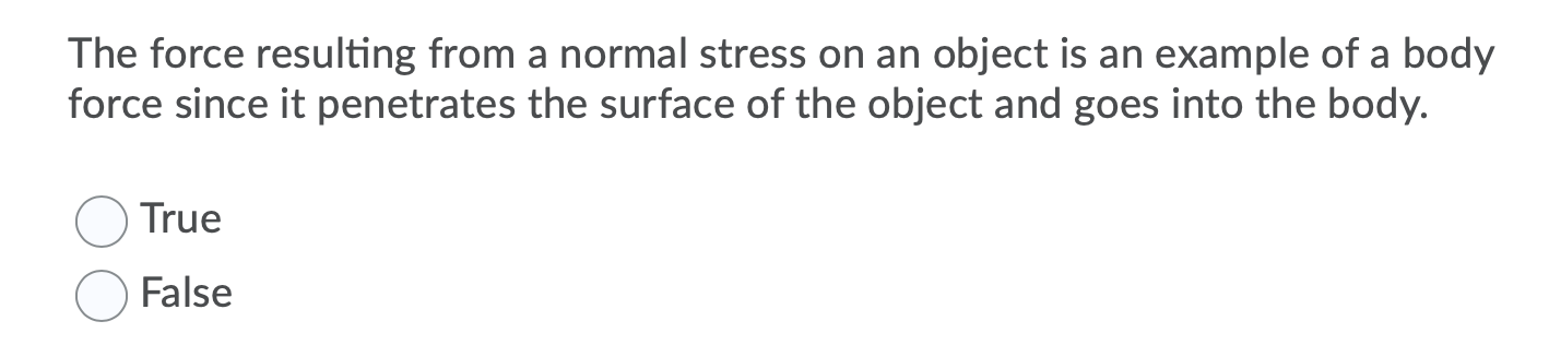 Solved The force resulting from a normal stress on an object | Chegg.com