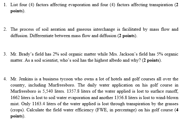 factors of transpiration