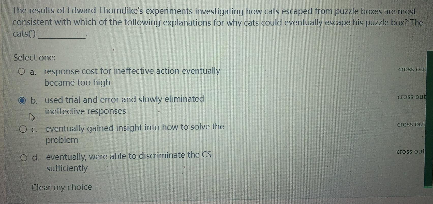 Solved The results of Edward Thorndike's experiments | Chegg.com