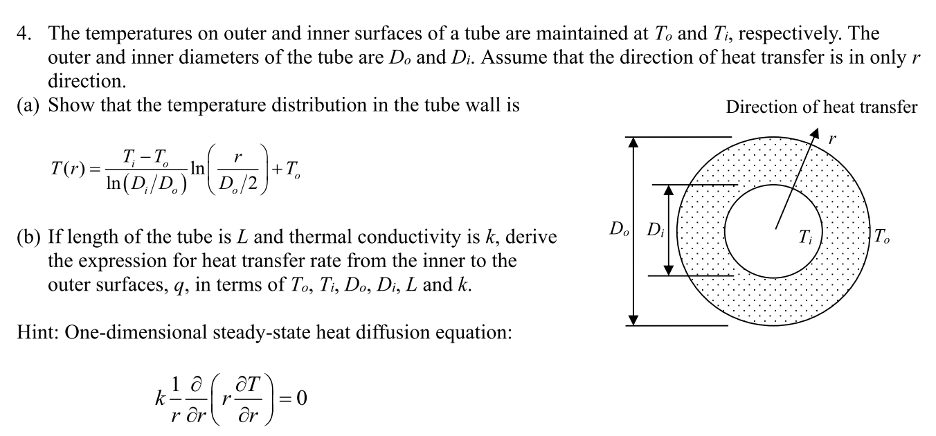 Solved 4. The temperatures on outer and inner surfaces of a | Chegg.com