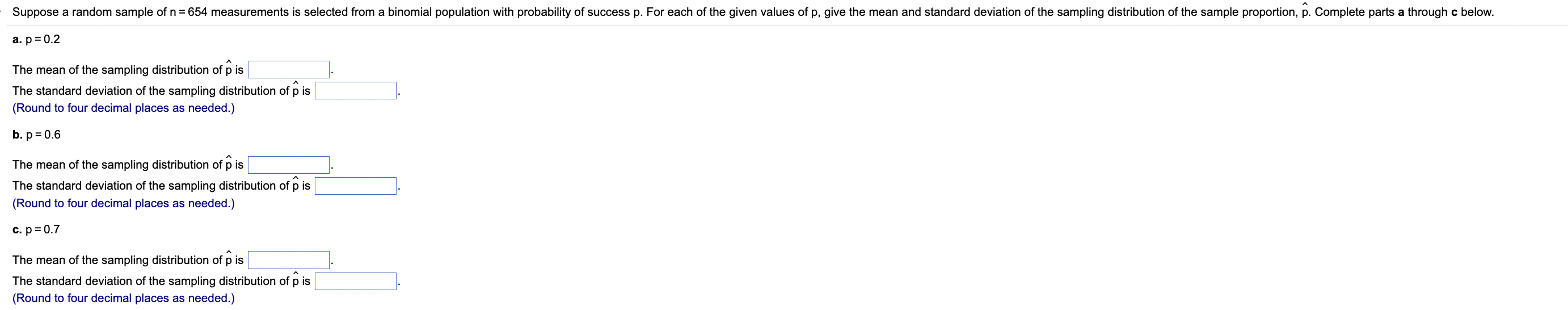 how to calculate the mean of the sampling distribution of p hat