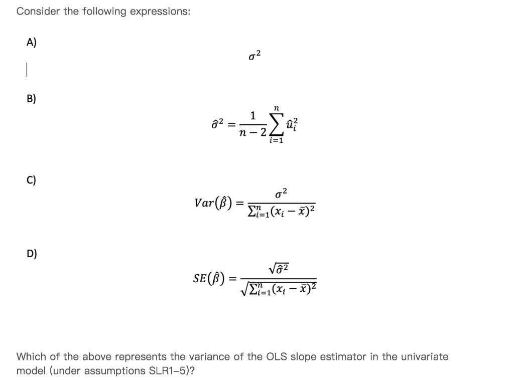 Solved Consider the following expressions: A) 0² 1 B) n 1 ôz | Chegg.com