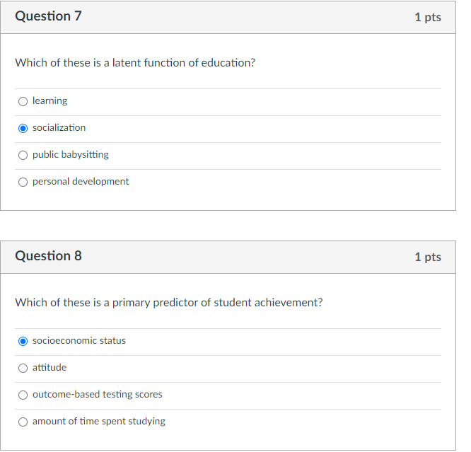 which-of-these-is-a-latent-function-of-education-chegg