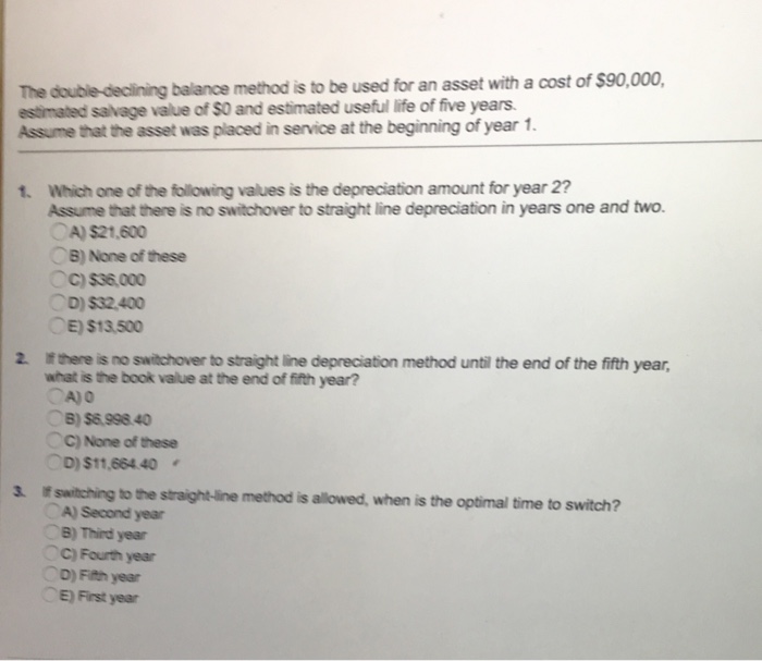 Solved The double-declining balance method is to be used for | Chegg.com