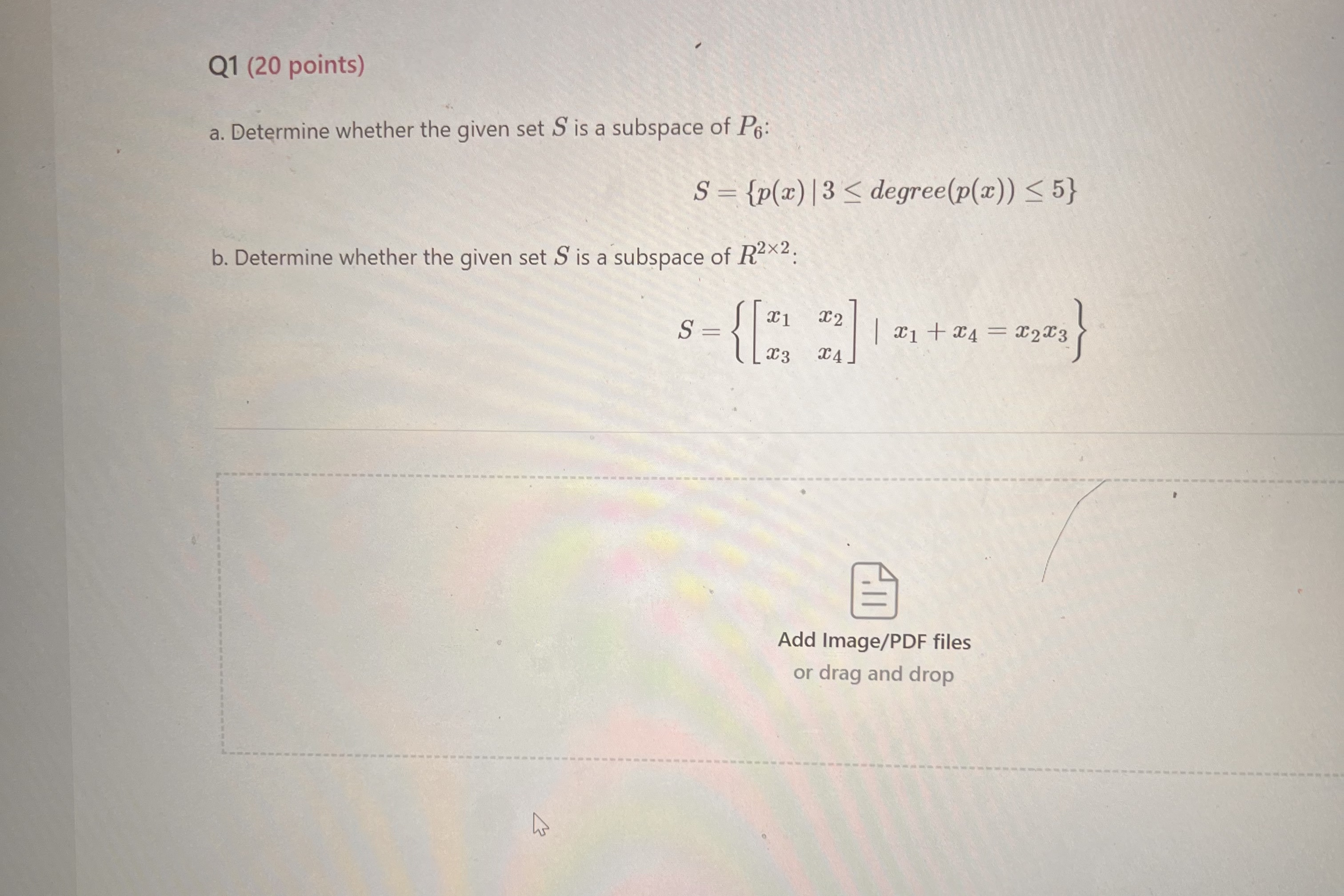 Solved A. Determine Whether The Given Set S Is A Subspace Of | Chegg.com