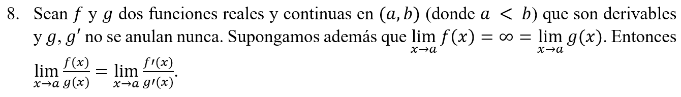 8. Sean \( f \) y \( g \) dos funciones reales y continuas en \( (a, b) \) (donde \( a<b \) ) que son derivables y \( g, g^{\