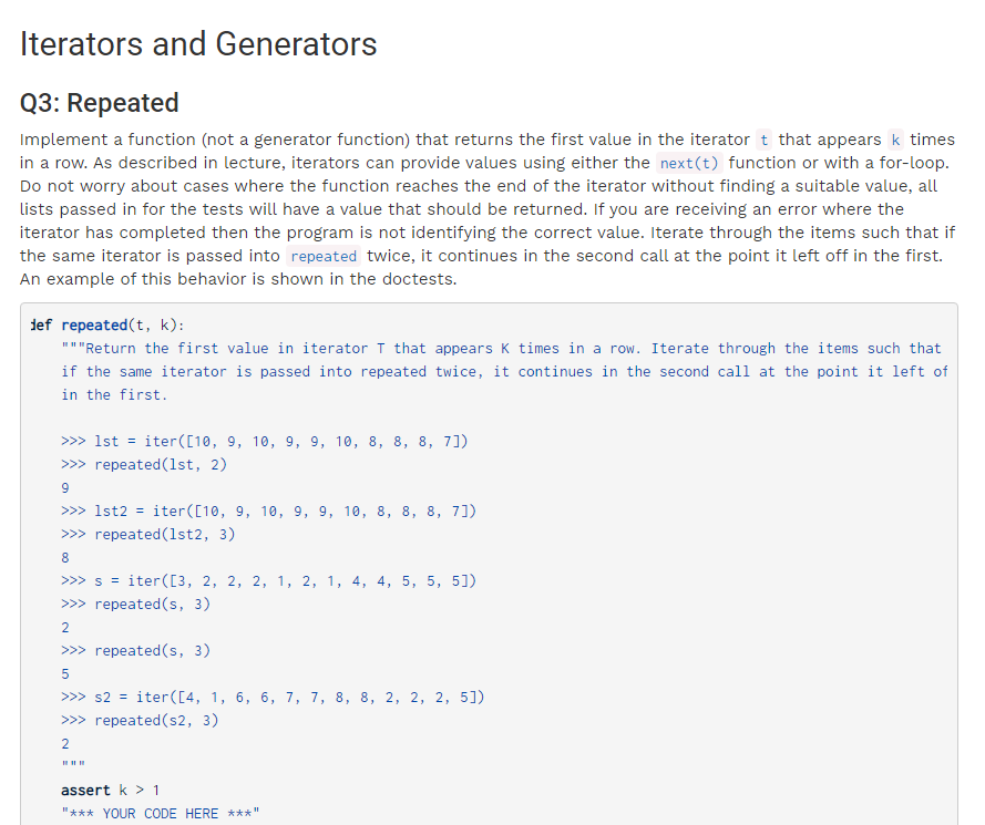 Solved Implement a function not a generator function that