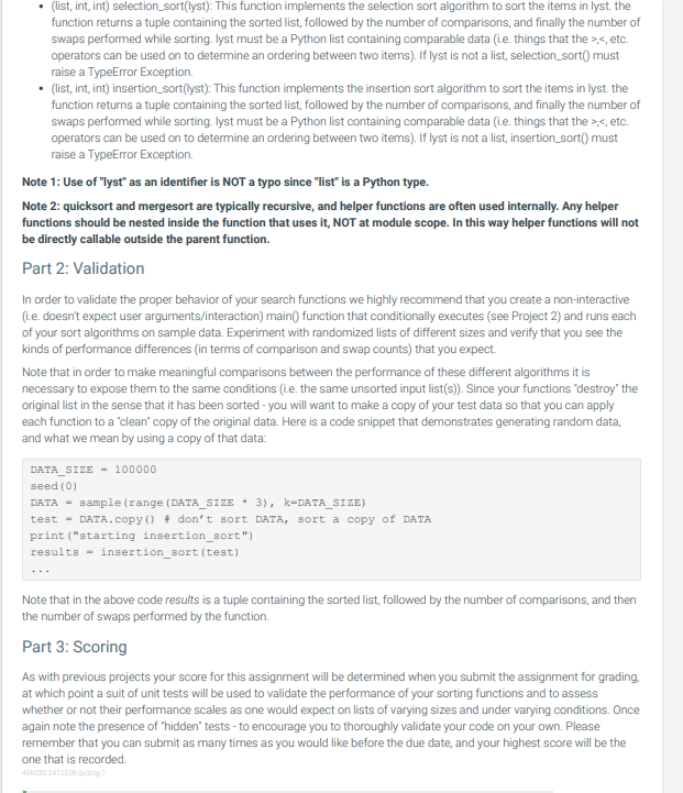 Solved Reminder: Read through this entire project | Chegg.com